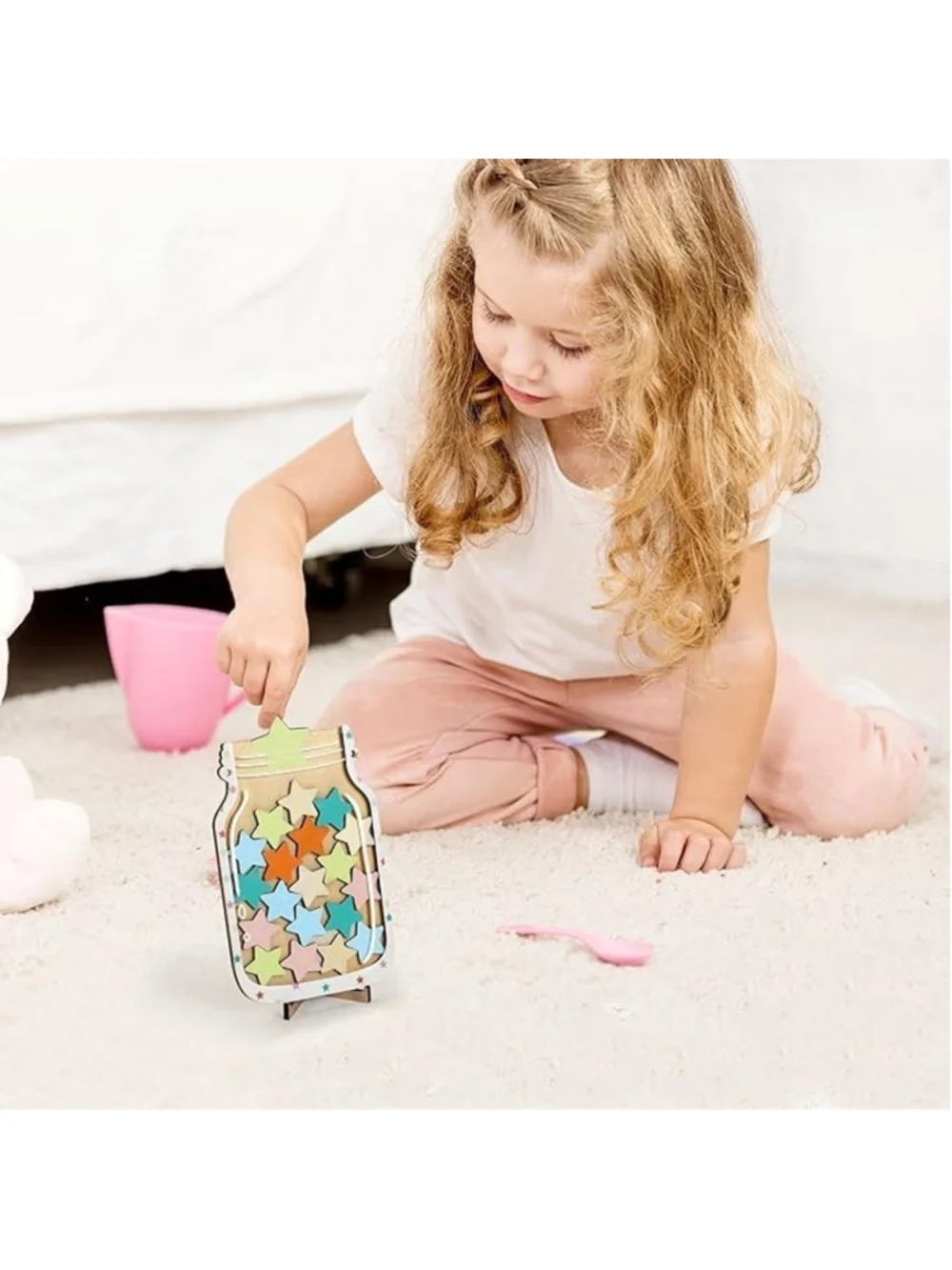 Harvcci Aesthetic Star Magnetic Wooden Stars 9-in Jar Reward